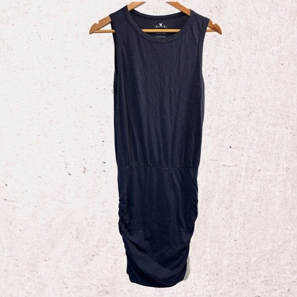 Velvet by Graham & Spencer Blue Ruched Sheath Midi Dress - Picture 1 of 5